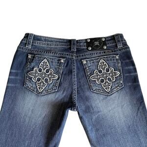 Vintage Y2K rave skater punk Miss Me bootcut jeans studded crosses Size 32